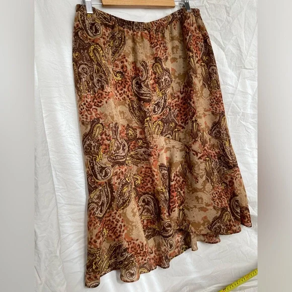 Vintage Paisley Print Brown Skirt - Picture 2 of 5